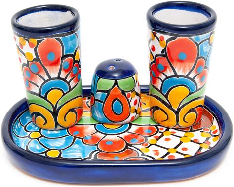 Talavera Mexican Ceramic Tequila Shot Glass Set Hand Painted Etsy