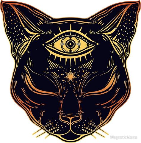 The plot of the black cat puts a nice spin on the. 'Egyptian Cat with Third Eye Open' Sticker by MagneticMama ...