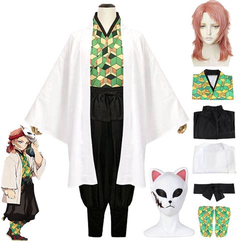 FIOOHG Demon Slayer Sabito Cosplay Costume Anime Kimetsu No Yaiba Uniforms Outfit Full Set
