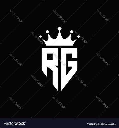Rg Logo Monogram Emblem Style With Crown Shape Vector Image