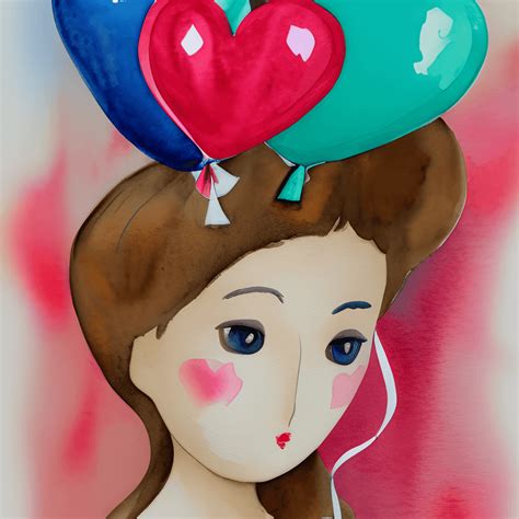 Whimsical Girl With Heart Shaped Balloons · Creative Fabrica