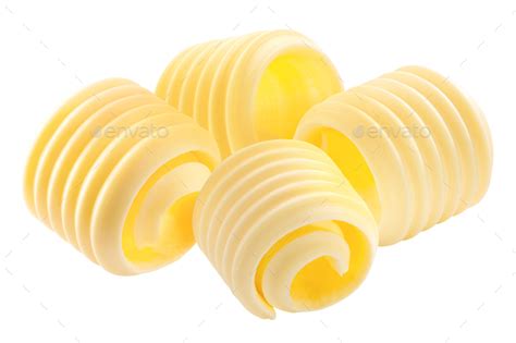 Butter Curls Rolled Up A Group Of Four Isolated Stock Photo By Maxsol7