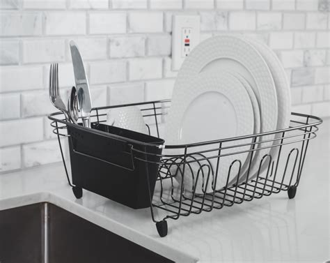 Real Home Innovations Deluxe Small Dish Drainer Black Chrome