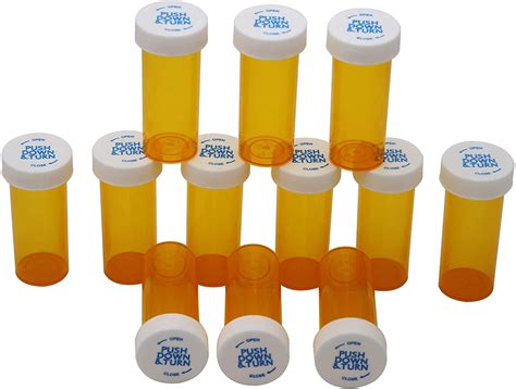 Pharmacy Prescription Vials, Amber Child Resistant Medicine Bottle, 6