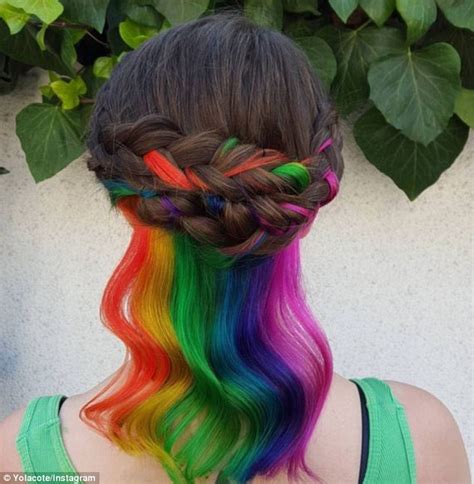 Women Show Off Their Hidden Secret Rainbow Hair Colour
