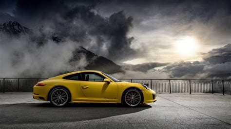 Desktop Wallpaper Porsche 911 Carrera 4 S Yellow Sports Car 4k Hd
