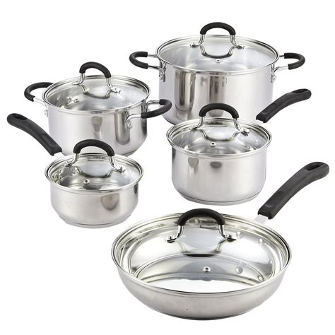 Bakeware & cookware at menards®. Cook N Home 10-Piece Silver Cookware Set with Lids-02408 ...