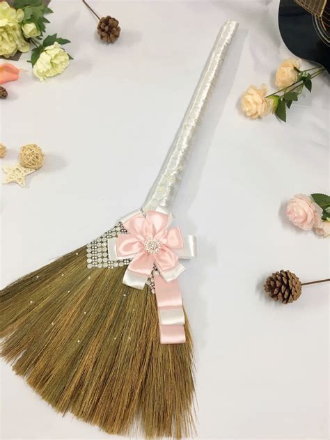 Beaded Wedding Broom White Wedding Broom For Bride Dance Etsy