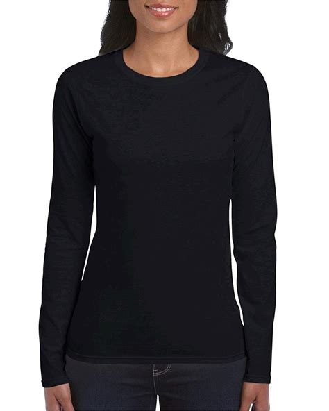 Gildan Womens Softstyle Long Sleeve T Shirt 2 Pack Black Black