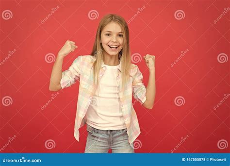 Feeling Awesome Happy Childhood Girl Child Smiling Face Expression On