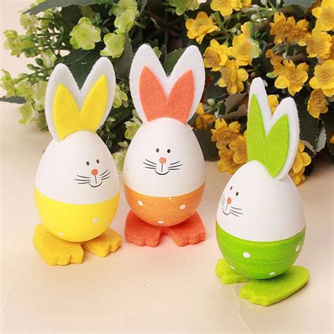 3pcsset Cute Bunny Shaped Easter Eggs Home Decoration Children Kids