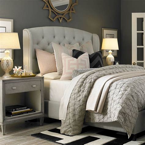 Wood, fabric and metal are materials options available in gray beds. Grey Nightstand - Transitional - bedroom