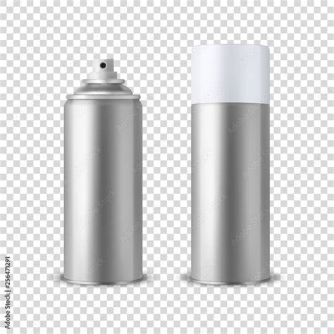 Vector 3d Realistic Silver Blank Spray Can Spray Bottle With Cap