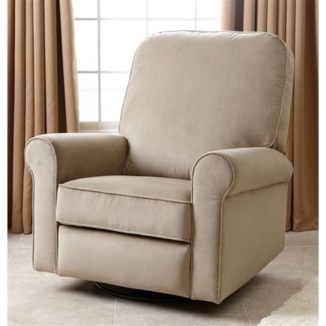 This is a soft and cozy glider that comes with a rounded back to provide the sublime comfort needed in a living room. Abbyson Living Sydney Fabric Swivel Glider Recliner Chair ...