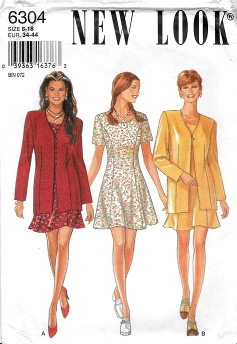 New Look Pattern Misses Dresses Dress With Full Or Slim Skirt Size 8
