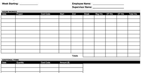 Construction Weekly Timesheet Templates