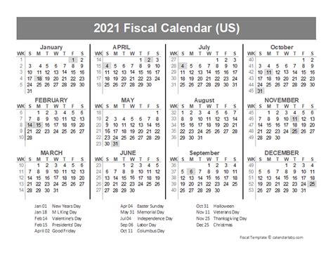 2021 Fiscal Calendar Template Starts At April Free Pr