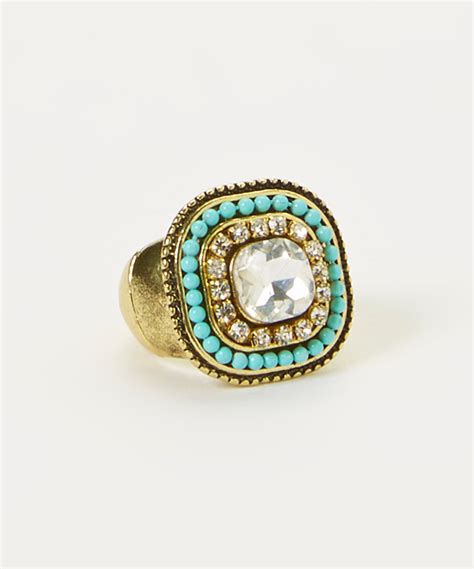 Turquoise Square Stretch Ring