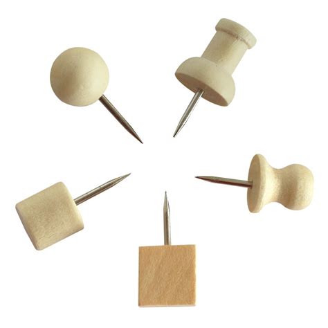 100 Clipsset Creative Wooden Push Pins Thumb Tacks Map Pins Cork Board