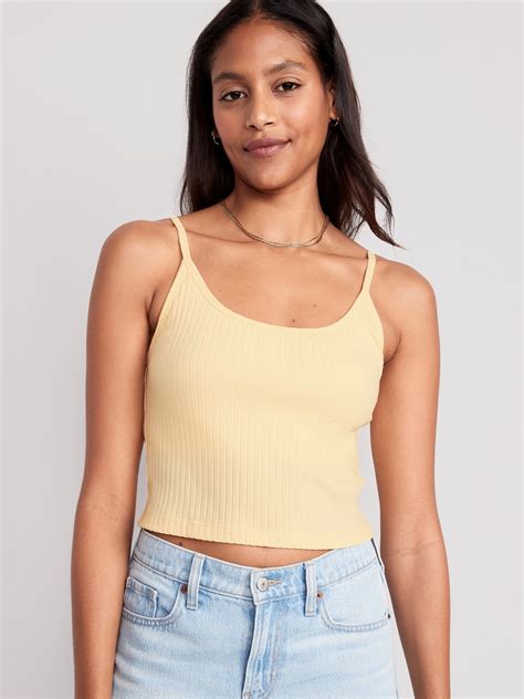 Strappy Rib Knit Cropped Tank Top For Women Old Navy