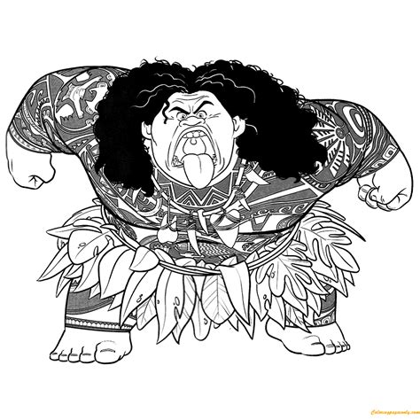 Maui Walt Disney Character From Moana Coloring Page - Free Printable