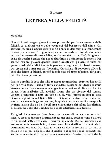 lettera sulla felicità epicuro pdf