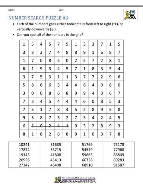 Math Number Puzzles Printable
