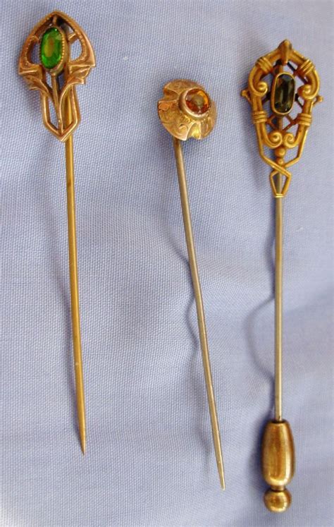 3 Lovely Antique Gold Filled Stick Pins Ps Co And Glp Co Lovely