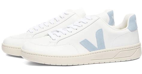 Veja V 12 Leather Sneakers In Whitelight Blue White For Men Lyst