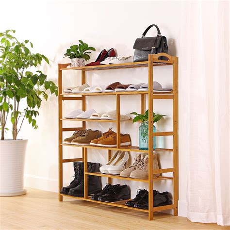 Shop for 100 pair shoe rack online at target. Shoe Storage, 6-Tier Bamboo Shoe Rack Bench, Free Standing ...