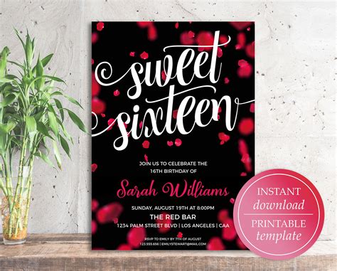 Sweet 16 Invitation for 16th Birthday Birthday Invitations | Etsy