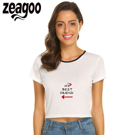 Zeagoo Solid Casual O Neck Short Sleeve Women Exposed Navel T Shirt My