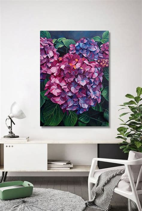 The Hydrangea Original Oil Painting Floral Art Flowers Etsy