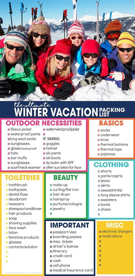 free printable winter vacation packing list for cold weather winter