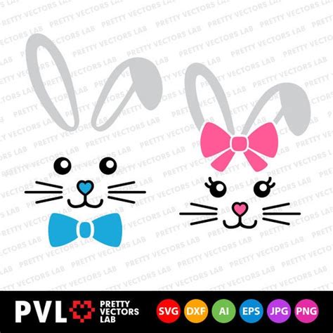 Dxf Eps And Png Cut Files For Kids Easter Bunny Face Svg Clip Art