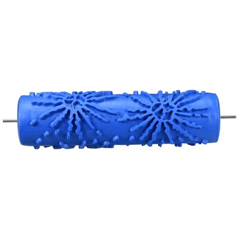 Uxcell 7 Inch Eg066c Blue Rubber Embossed Wood Pattern Painting Roller