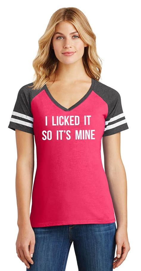 Ladies I Licked It So It S Mine Funny Party Tee Game V Neck Tee Food Sex College Ebay
