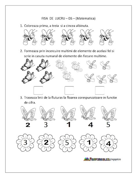 Fise De Lucru Cu Insecte Matematica Domeniul Stiinte Grupa Mica