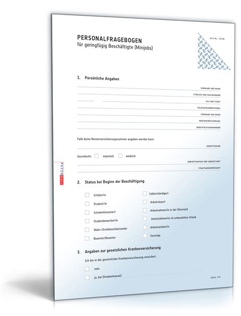 Maybe you would like to learn more about one of these? Personalfragebogen Minijob | Vorlage zum Download