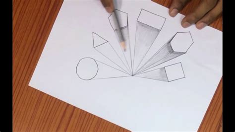 How To Draw One Point Perspective View Of Geometrical Shapes Youtube