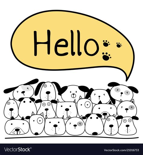 Cute Dog With Say Hello Royalty Free Vector Image