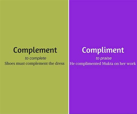Complement Vs Compliment Homophones Homographs Compliments