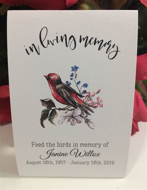 Memorial Bird Seed Packets Vintage Red Bird Funeral Favors Etsy