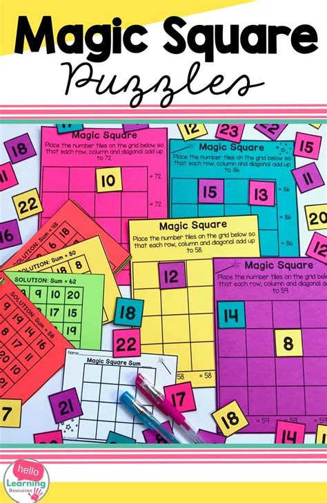 It's one of those things where if you can solve a 3x3 you can solve a 4x4 and if you can solve a 3x3 and a 4x4 you can. Magic Square Number Puzzles | Magic squares math, Maths ...