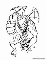 Coloring Halloween Monsters Gargoyle Dangerous sketch template