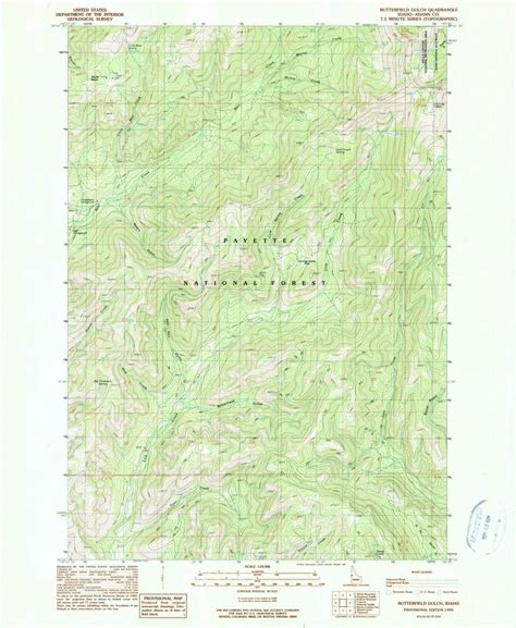 1990 Butterfield Gulch Id Idaho Usgs Topographic Map