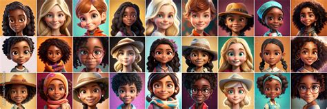 Female Avatar Set Collection Of Portraits Of Women Cartoon Characters
