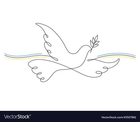 Bird Symbol Of Peace And Freedom In Simple Linear Vector Image