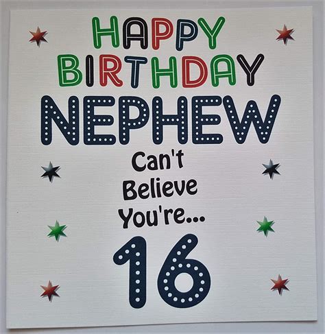 Happy Birthday Card Nephew Cant Believe Youre 16 Handmade Amazon