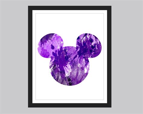 Mickey Mouse Head Purple Splatter Themed Disney Prints Etsy